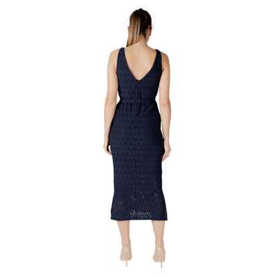 Vila Clothes Blue Recycled Polyester Midi Dress