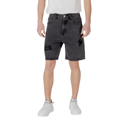 Gianni Lupo Black Cotton Bermuda Shorts