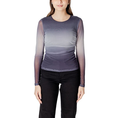 ICHI Gray Polyester Long Sleeve T-Shirt