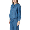 ICHI Blaue Baumwollbluse