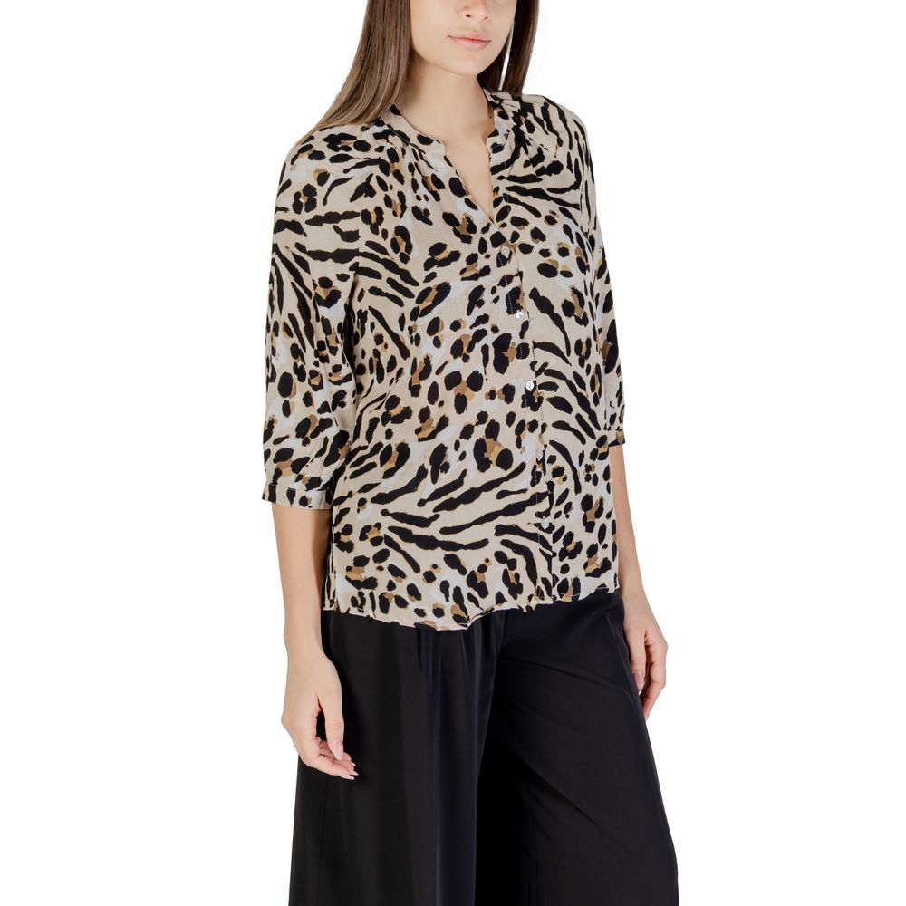 ICHI Beige Viskose Bluse