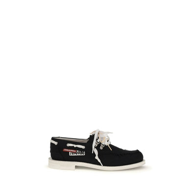 Dsquared² Black Cotton Slip-On Loafers