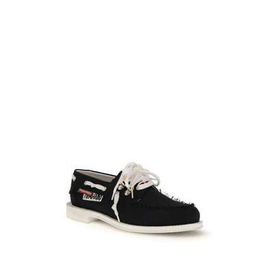 Dsquared² Black Cotton Slip-On Loafers