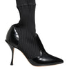 Dolce & Gabbana Black Stretch Stilettos Booties Socks Shoes