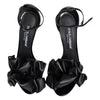 Dolce & Gabbana Black Leather Ankle Strap Heel Sandals Shoes