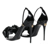 Dolce & Gabbana Black Leather Ankle Strap Heel Sandals Shoes
