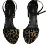 Dolce & Gabbana Gold Leopard Ankle Strap Heels Sandals Shoes