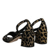 Dolce & Gabbana Gold Leopard Ankle Strap Heels Sandals Shoes