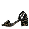 Dolce & Gabbana Gold Leopard Ankle Strap Heels Sandals Shoes
