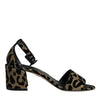 Dolce & Gabbana Gold Leopard Ankle Strap Heels Sandals Shoes