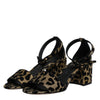 Dolce & Gabbana Gold Leopard Ankle Strap Heels Sandals Shoes