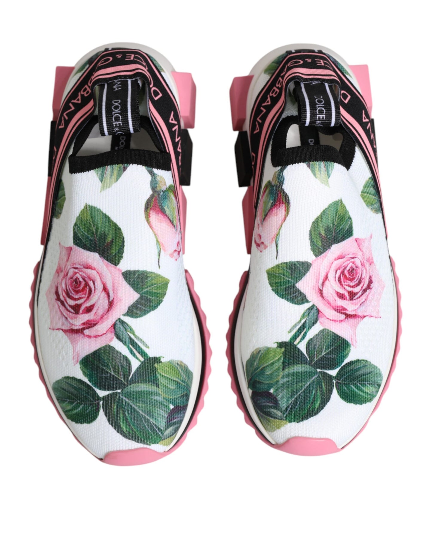 Dolce &amp; Gabbana Sorrento Sneakers mit weißem Rosenprint