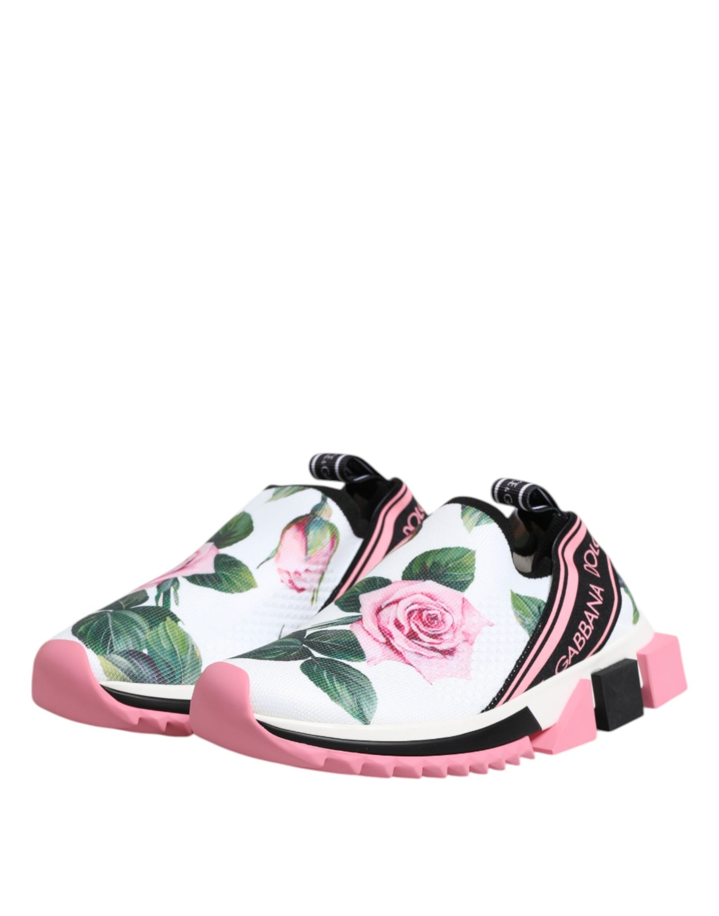 Dolce &amp; Gabbana Sorrento Sneakers mit weißem Rosenprint