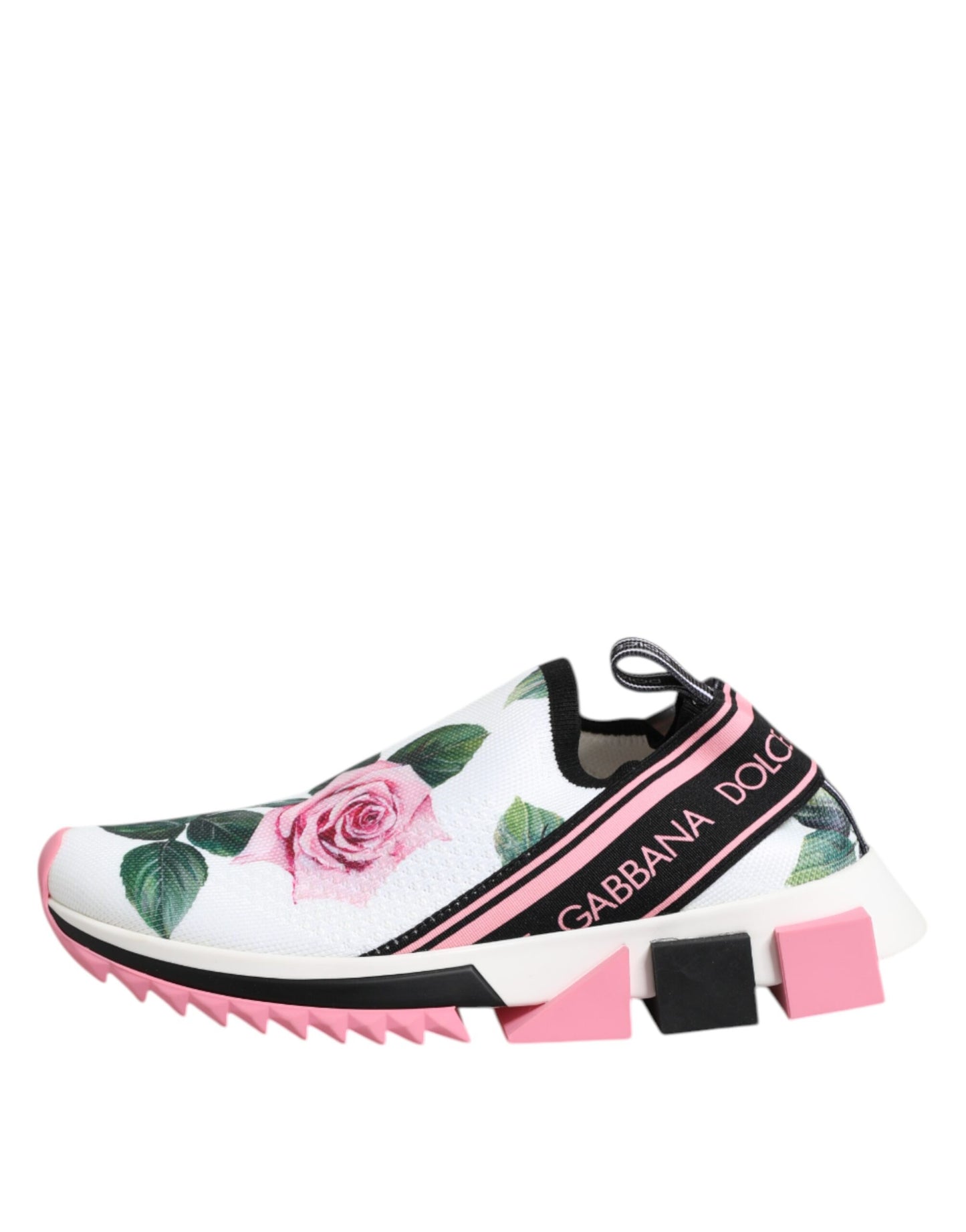Dolce &amp; Gabbana Sorrento Sneakers mit weißem Rosenprint