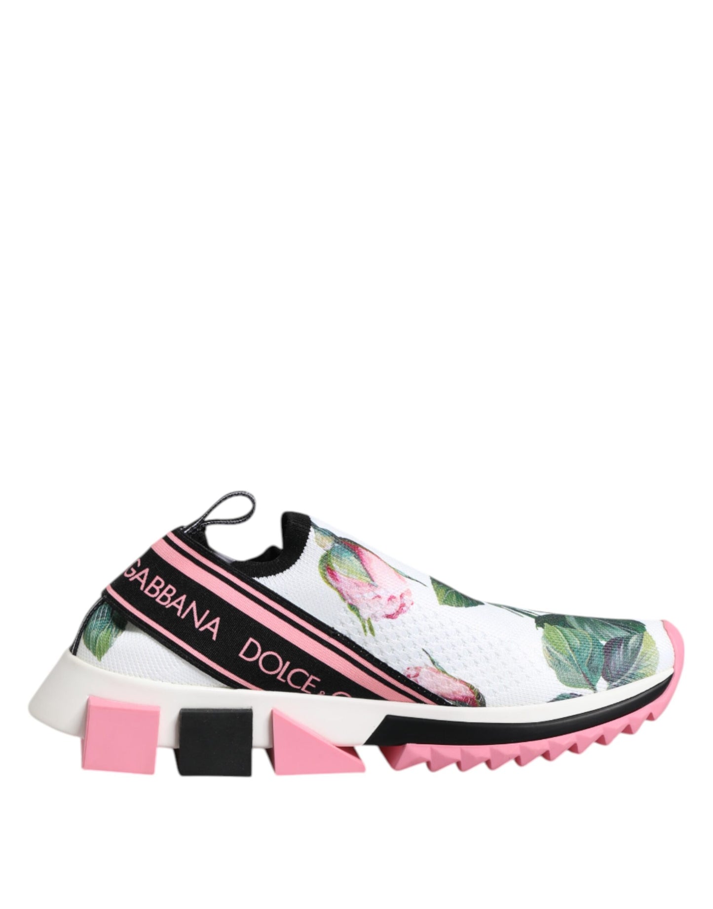 Dolce &amp; Gabbana Sorrento Sneakers mit weißem Rosenprint