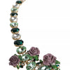 Dolce &amp; Gabbana Halskette aus goldfarbenem Messing mit Gliederkette und Rosenblüten-Kristall