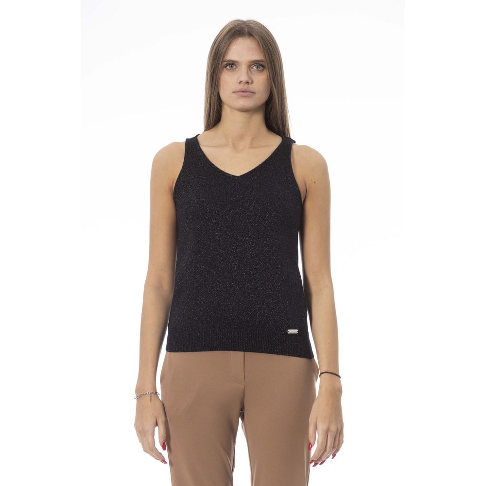 Baldinini Trend Schwarzes Tanktop aus Stoff