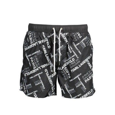 Karl Lagerfeld Black Polyester Men's Swim Trunk