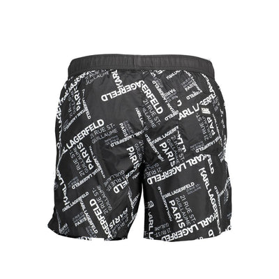 Karl Lagerfeld Black Polyester Men's Swim Trunk