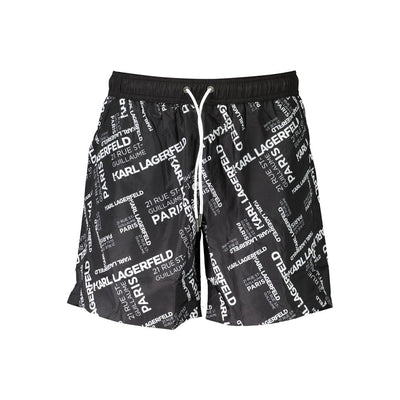 Karl Lagerfeld Black Polyester Men's Swim Trunk