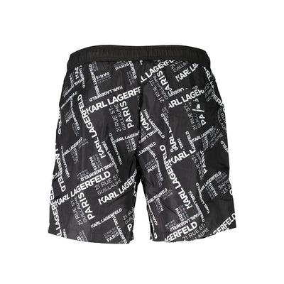 Karl Lagerfeld Black Polyester Men's Swim Trunk