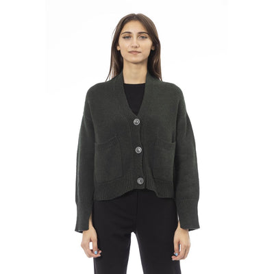Alpha Studio Gray Merino Wool Women Cardigan