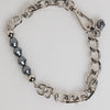 Dolce & Gabbana Silver Tone Chain Lobster Clasp Logo Gray Pearls Bracelet