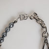 Dolce & Gabbana Silver Tone Chain Lobster Clasp Logo Gray Pearls Bracelet