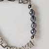 Dolce & Gabbana Silver Tone Chain Lobster Clasp Logo Gray Pearls Bracelet