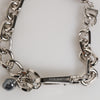 Dolce & Gabbana Silver Tone Chain Lobster Clasp Logo Gray Pearls Bracelet