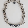 Dolce & Gabbana Silver Tone Chain Lobster Clasp Logo Gray Pearls Bracelet