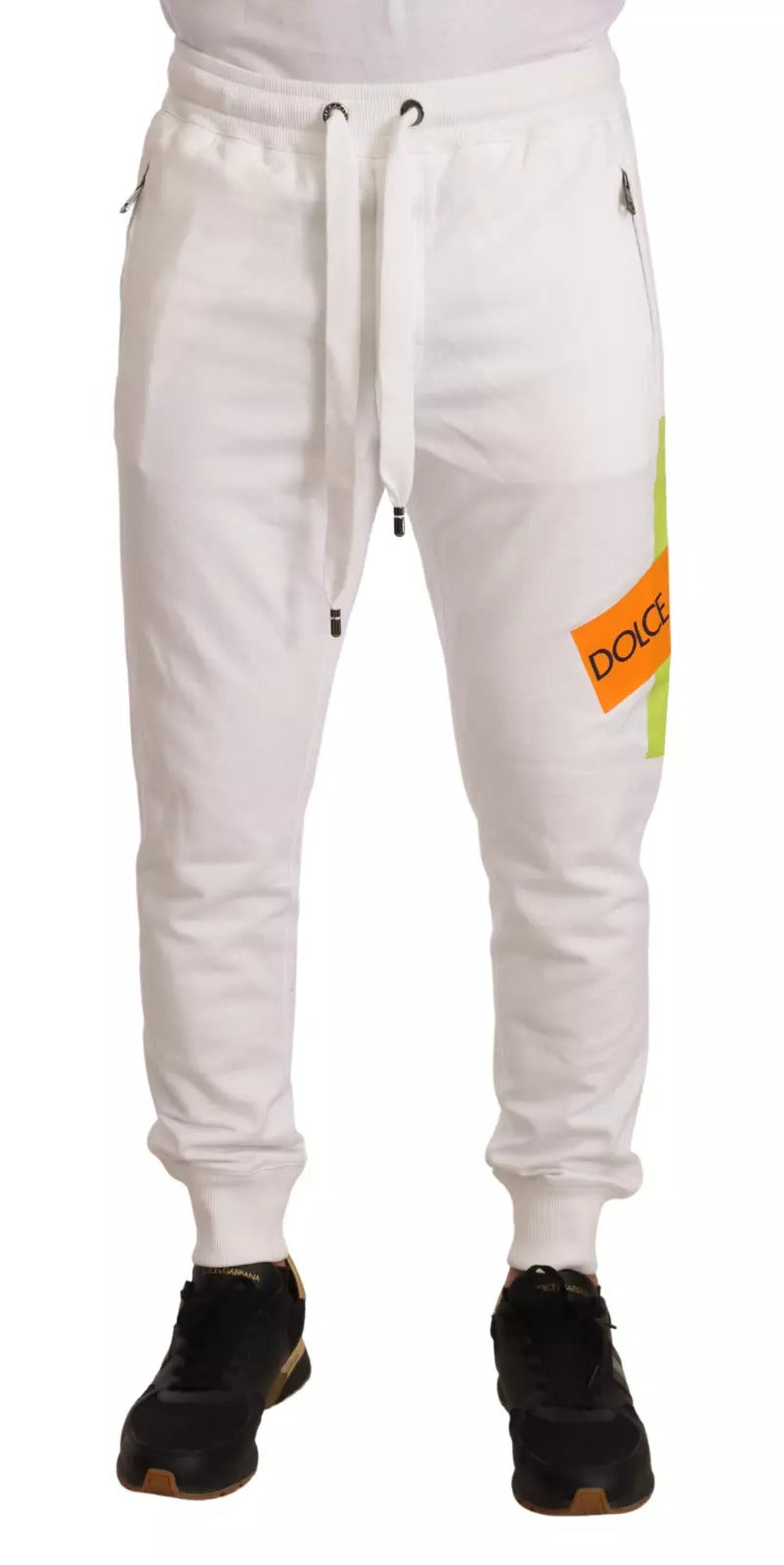 Dolce &amp; Gabbana Jogginghose aus weißer Baumwolle mit Logo-Patch