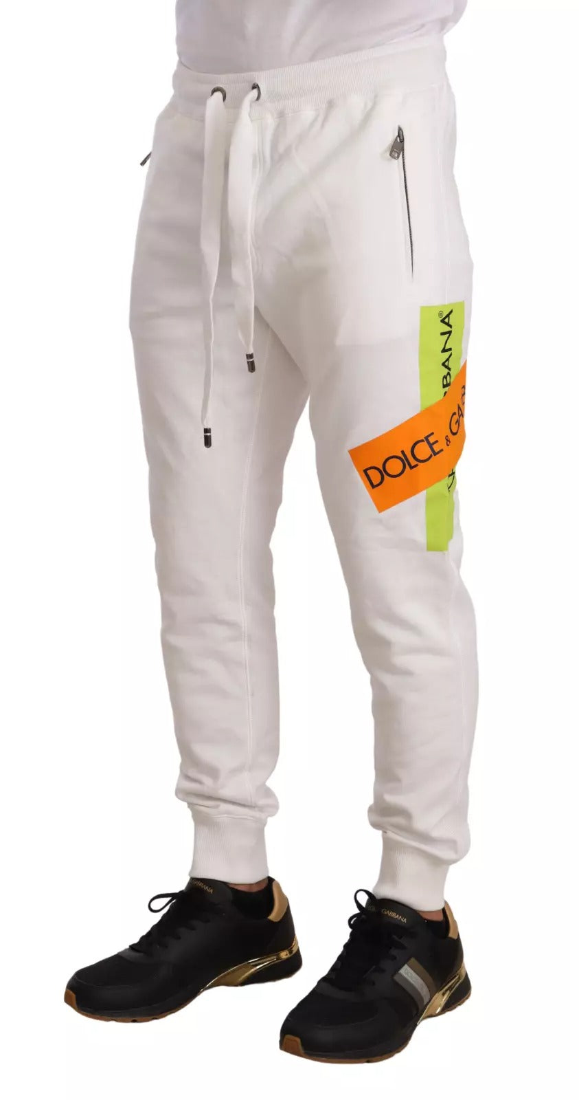Dolce &amp; Gabbana Jogginghose aus weißer Baumwolle mit Logo-Patch