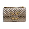 PINKO Mini-Schultertasche aus grauem Leder „Love One“
