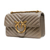 PINKO Mini-Schultertasche aus grauem Leder „Love One“