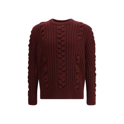 Alexander McQueen Bordeaux Pelz-Kaschmirpullover