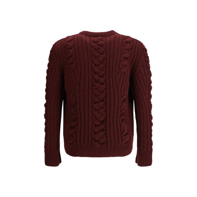 Alexander McQueen Bordeaux Pelz-Kaschmirpullover