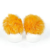 Mr&Mrs Italy White Textile Women Sneaker With Real Fur Pom Poms