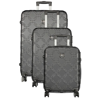 Laura Biagiotti Black Polyurethane Women's Travel Trolley Set