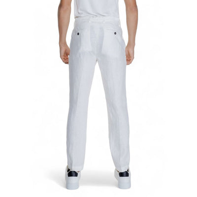 Borghese White Linen Casual Pants