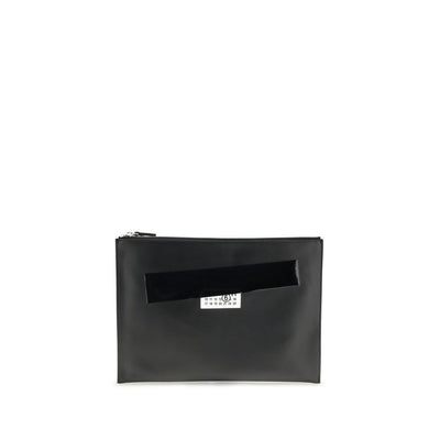 MM6 Black Calf Leather Bos Taurus Clutch Bag