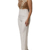 Mangano White Beige Mesh Crystal Embellished Sleeveless Jumpsuit