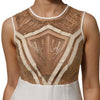Mangano White Beige Mesh Crystal Embellished Sleeveless Jumpsuit