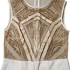 Mangano White Beige Mesh Crystal Embellished Sleeveless Jumpsuit