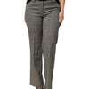 BENCIVENGA Gray Wool Blend Plaid Straight Leg Velvet Waist Pants