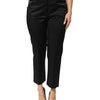 BENCIVENGA Black Cotton Blend Cropped Straight Leg Pants