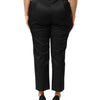 BENCIVENGA Black Cotton Blend Cropped Straight Leg Pants