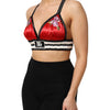 Dolce & Gabbana Red Satin Floral Embroidered Bralette Crop Top