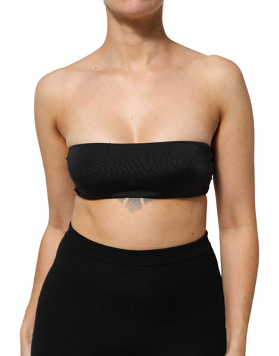Dolce &amp; Gabbana Schwarzes trägerloses Bandeau-Top aus Nylonmischung