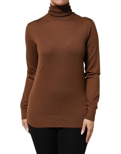 Dolce & Gabbana Brown Cashmere Turtle Neck Pullover Sweater